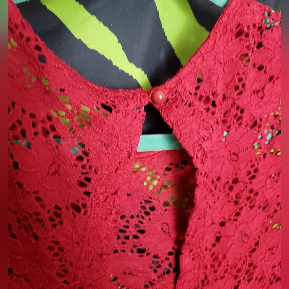 Modcloth Lace Red Dress, Medium - Picture 4 of 6